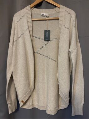 tentree Light Ivory Open-Front Knit Cardigan